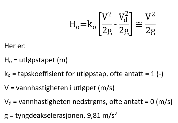 Formel for energitap i kulvertutløp